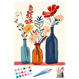 QIUQI Paint by Numbers Adults, DIY Oil Painting Canvas for Beginners, Painting by Numbers Flowers, Paint by Numbers Adult, 40 x 50 cm (without Frame, Flowers)