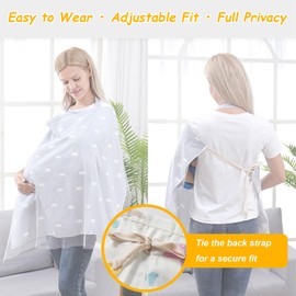 Wanheart Nursing Cover for Breastfeeding – Breathable Cotton & Mesh, Adjustable for Full Privacy – Multi-Use Baby Cover for Car Seat, Stroller, Mosquito Net (Gray Crown)