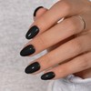 KQueenest Black Press On Nails Short Oval - Acrylic Press