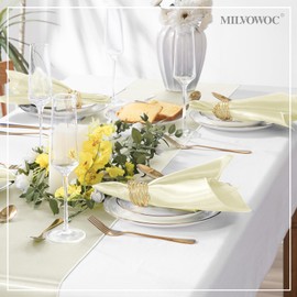 MILVOWOC 72 Pack Square Beige Satin Napkins 20 x 20 Inch Soft Silk Dinner Napkins Smooth Decorative Table Napkins, Washable & Reusable Cloth Napkins for Weddings Dinner Restaurant Party Decoration