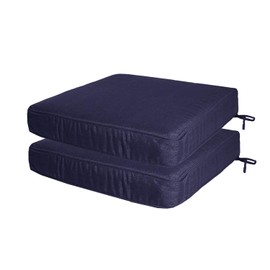 ZSLUKEJJ 18"x18"x3" Square Chair Cushion Set of 2, Waterproof Cushions for Dining Chairs with Ties, Fade Resistant & Comfortable Seat Pads for Couch, Blue
