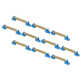 sourcing map 10 Pcs Ground Bus Bar Terminal Grounding Bar Brass 12 Positions Grounding Bars Block for Electric Box, Blue