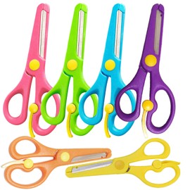 6Pcs Preschool Training Scissors, Children Safety Scissors Pre-School Training Scissors Safety Scissors Art Craft Scissors，Assorted Colors(6 colors)