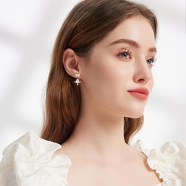 JUSTKIDSTOY Hypoallergenic Fox Earrings Stud 925 Sterling Silver Fox Ear Jacket Earrings for Women Fox Jewelry Gifts