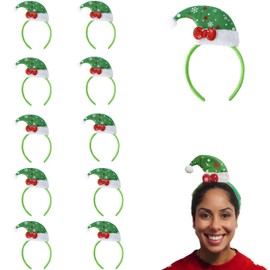 12 x Christmas Headbands Antlers Cute Xmas Dress Up Ears Head Decoration Men Women Adult Kid Costume Party Green Elf Hat