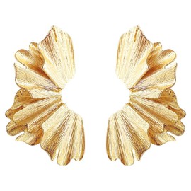 Gilieyer Flower Dangle Earrings, Silver Statement Geometric Earrings Large Gold Fashion Floral Elegant Jewelry for Women Girls (style2-gold) (GE1002503R)