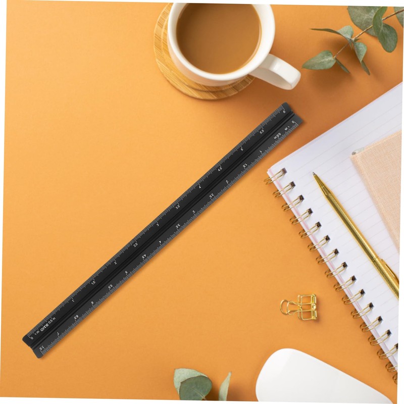SHINEOFI 30cm Metal Measuring Scale Aluminum Drawing Ruler Precision Triangle