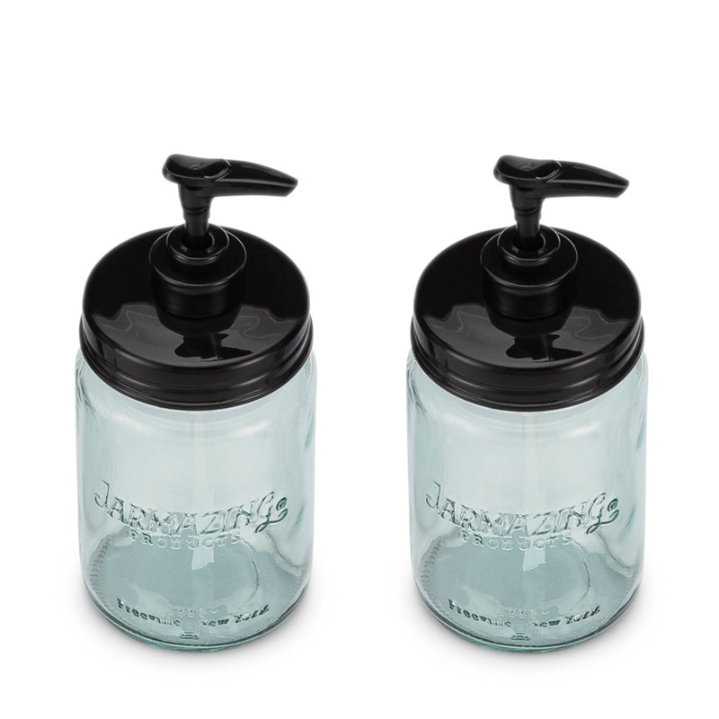 Jarmazing Products Vintage Blue Glass Mason Jar with Plastic Soap