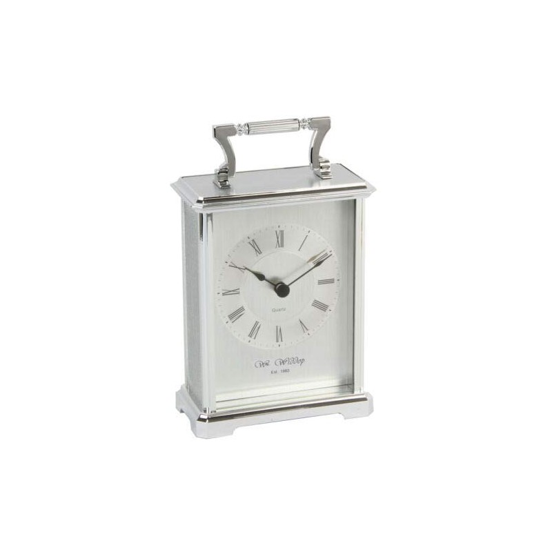DIW Traditional Silver Carriage Mantel Table Clock 18x10cm