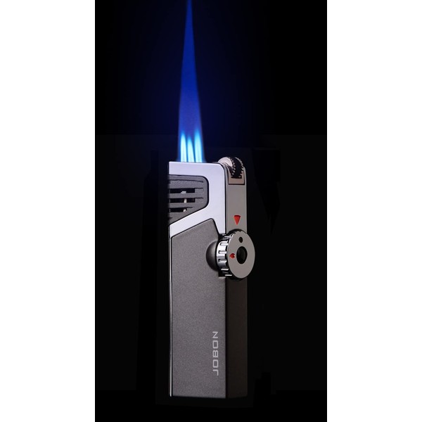 WDMART Stylish Windproof Gas Lighter, Metal, Triple, Fillable Lighter, Turbo Jet Lighter, Cool Rotary Valve Switch, Visualize Residual Gas, Stylish Gift, Great for Mountain Climbing, Camping, Disaster