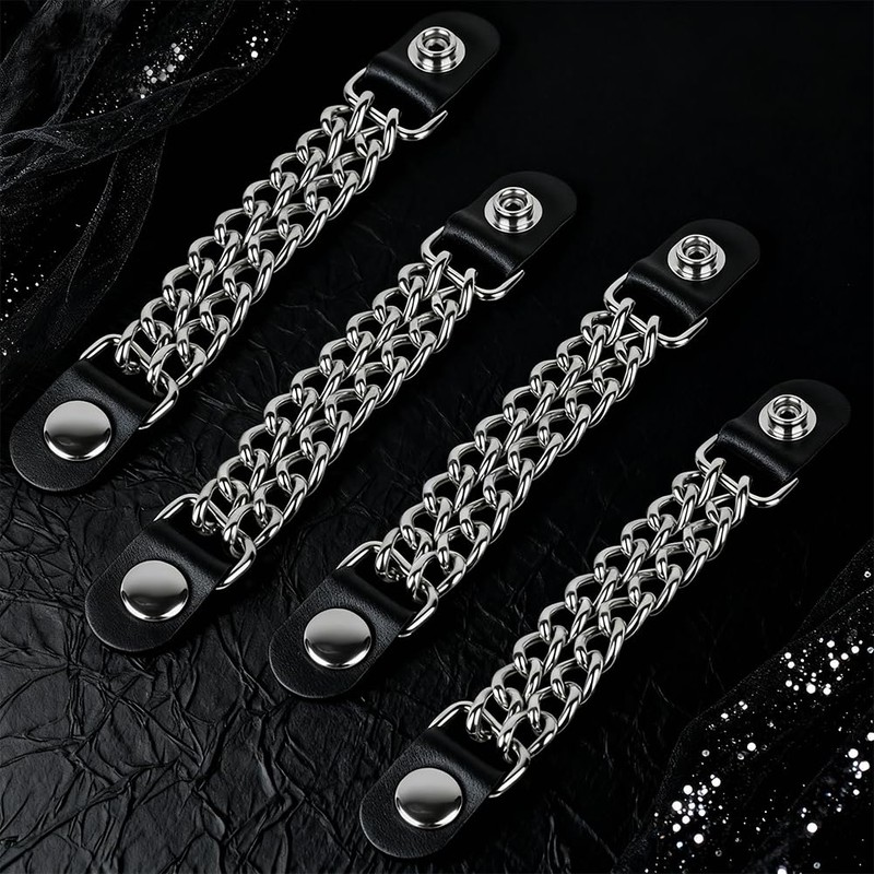 CALFOVERA Black PU Leather Motorcycle Vest Extenders, Punk Style