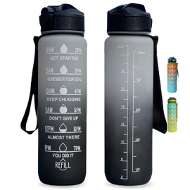 Repton Tritan Water Bottle | BPA Free 700 ml Sports Water Bottle with Straw | Leak Proof Re-Usable Flip Top Drinks Bottles for Outdoors, Gym, Cycling and Schools (Black & White)