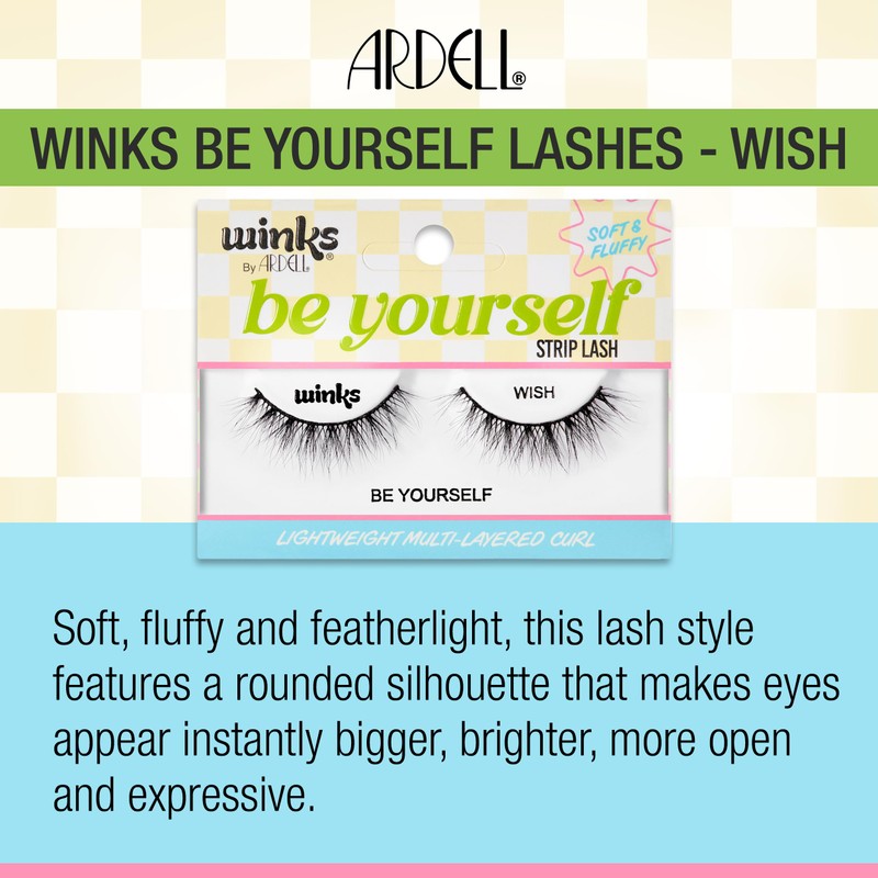 Ardell Winks Be Yourself Lashes, Wish, Black Strip Lash, Multilayered