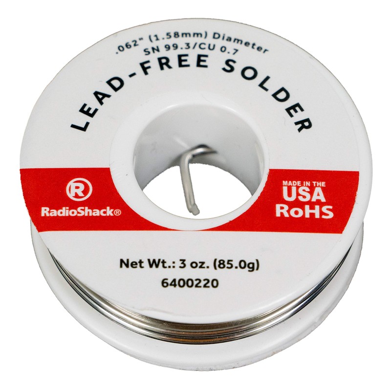 RadioShack SnCu 99.3/0.7 Lead-Free Solder, 0.062" Diameter - 3.0 oz.