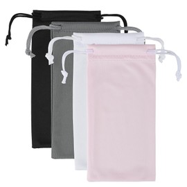 Tucnoeu 4Pcs Glasses Pouch Microfiber Soft Sunglasses Pouch Eyeglass Pouch With Drawstring Assorted Colors for Men & Women