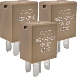 3-Pack 95230-2P030 Relay - 20A 12VDC 4-Pin SPST Automotive Relay - Compatible with Select Hyundai/Kia Vehicles - Fixes Fuel Pump, Cooling Fan & P0230/P0691 Errors
