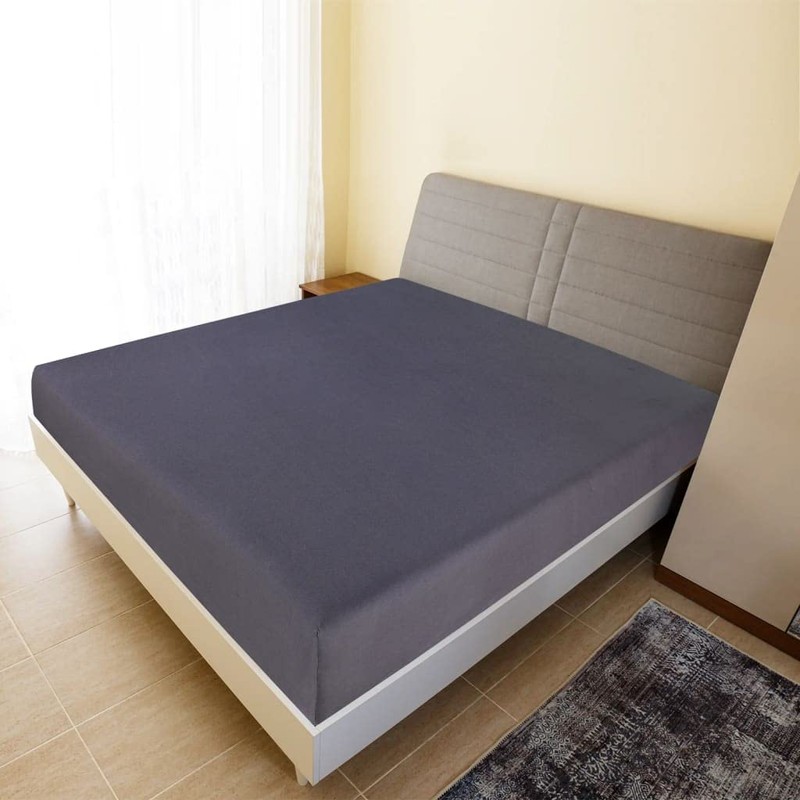 vidaXL 100% Cotton Jersey Fitted Bed Sheet, 140x200 cm, Anthracite