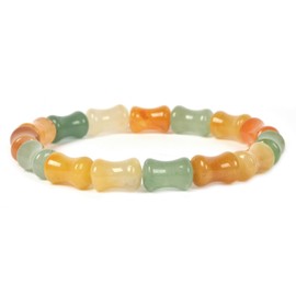 Justinstones Natural Multi-color Aventurine 12mm Bamboo Beads Healing Crystal Stretch Bracelet 7 Inch Jewelry Gift