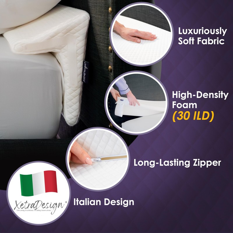 XetraDesign Bed Wedge Pillow for Headboard Gap Up to 7",