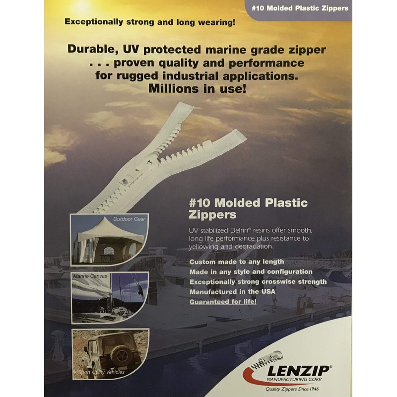 EZ-Xtend Lenzip #10 Separating Zipper for Canvas - Heavy Duty