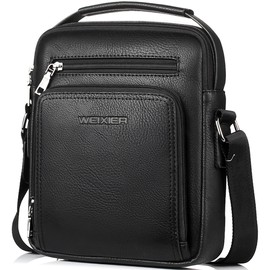 Hjkiopc Zipper Buckle Leather Messenger Bag Vintage Handle Bags for Men Ajustable Satchel Shoulder Bags Multifunction Casual Bag Temperament Fashion Handbag