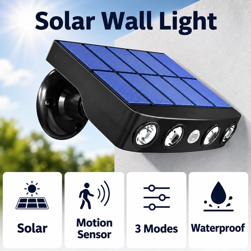 Solar Outdoor Wall Light for Garden Security – 4 LED