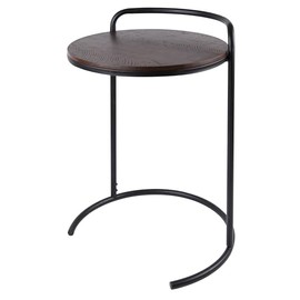 Canarm Davis 203597-01 Round End Table, 18.875-inch W x 26.75-inch H, Casual Pedestal Design, Brown Engineered Wood & Metal - Elegant Living Room & Bedroom Furniture