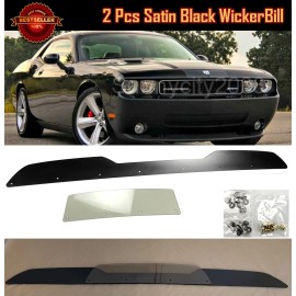 SDeelCase 2 Piece Satin Black Decklid Gurney Flap Wicker bill For 08-14 Challenger Spoiler