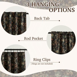 StangH Black Floral Curtains 84 Inches Long, 100% Blackout Vintage Boho Velvet Curtains & Drapes Thermal Insulated Super Soft Patterned Panels for Living Room Bedroom, W52 x L84, 2 Panels