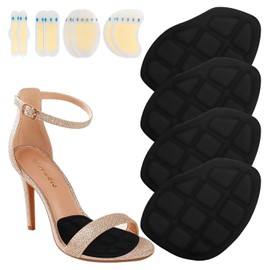 Niifawh Ball of Foot Cushions for Women 2 Pairs | 8ct Gel Blister Bandages for Feet, Blister Cushion for Heel, Toe, No Slip Metatarsal Pads, High Heel Comfort Pads for Ball of Feet, Black