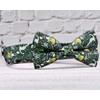Jungle Dinosaur Dog Bow Tie Dog Collar Accessory, Detachable Bowtie,