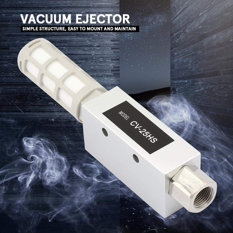 Akozon Vacuum Generator, CV-25HS Pneumatic Vacuum Ejector with Silencer