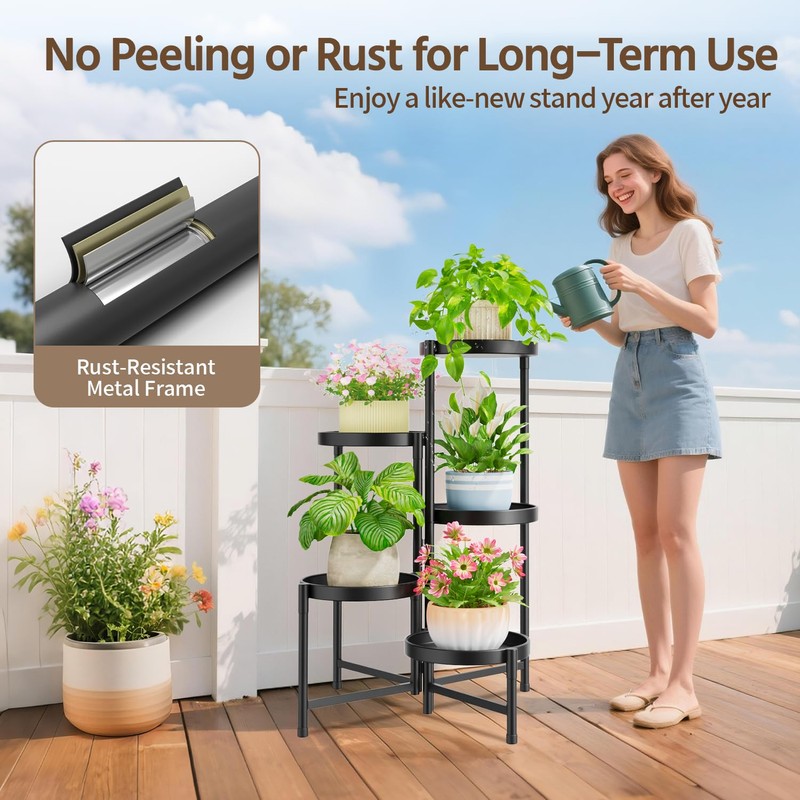 LASZOLA 5 Tier Large Plant Stand Indoor Tall with 10