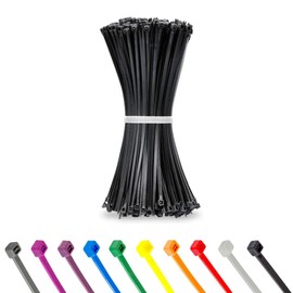 Pack of 100 Black Cable Ties, UV Resistant, Nylon, Various Sizes, Super Durable, Self-Locking Cable Ties (Black, 100 Pieces x 100 mm)