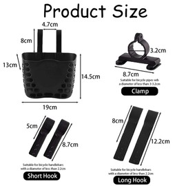 Muimurex Front Bicycle Basket, Plastic Handlebar Storage Basket Black