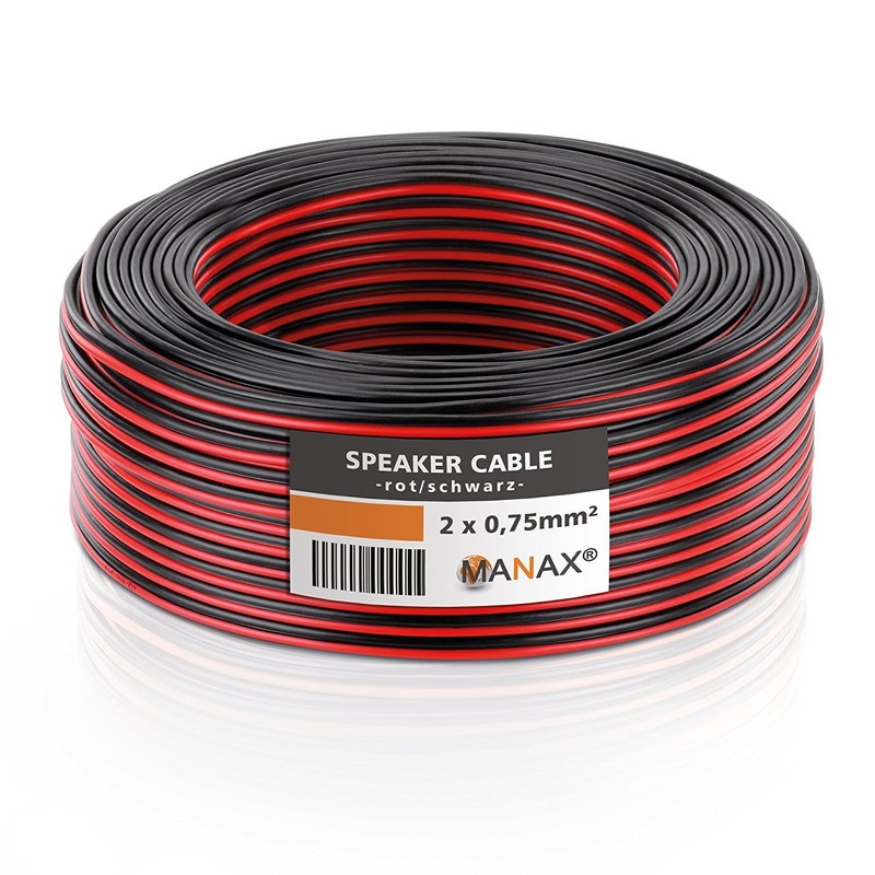 MANAX® Loudspeaker Cable 10 m 2 x 0.75 mm² Red/Black