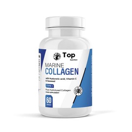 Marine Collagen Capsules with Hyaluronic Acid, Seaweed, Vitamin C, E & Biotin – Type 1 Fish Collagen – Skin, Hair, Nails & Joint Support – UK Made – Collagen Supplements for Women & Men - 60 Capsules