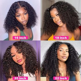FORGIRLFOREVER Short Curly Wigs Free Upgrade 7x5 Pre Cut Kinky Curly Ready To Go Wig Ready To Wear Glueless Wigs Human Hair 13x4 Lace Frontal Wigs - Hair Type: 6x4 Ready To Go Wig, Hair Length: 22 Inch