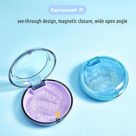 Maobuli Transparent Retainer Holder with Lanyard, Travel Night Guard Box with Vent Holes, Compact Portable Mouthguard Container, Aligner Case Compatible with Invisalign (Clear Blue)