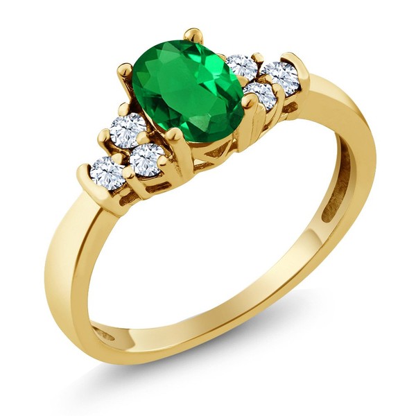 Gem Stone King 18K Yellow Gold Plated Silver Oval Green