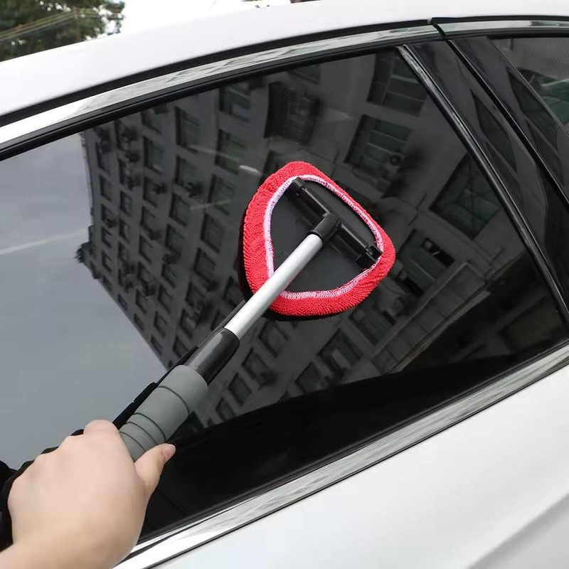 Telescopic Microfiber Windshield Cleaning Tool with Reusable Pad and Replacement