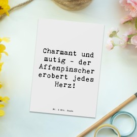 Mr. & Mrs. Panda Postcard Saying Affenpinscher Charmeur - Gift, Small Heart, Postcards, Postcard, Adorable Art, Invitation