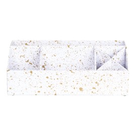 Bigso Box of Sweden Desk Storage Organiser with 4 Compartments - Stationery Storage for Notes, Paperclips, Pens etc. - Pen Holder Made of Fibreboard and Paper - Gold Speckled