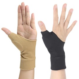 AIXXCUVQ 1 Pair Wrist Brace Sweat Absorbent Replacement Compression Universal Fingerless Sports Basketball Support Protector, Black S