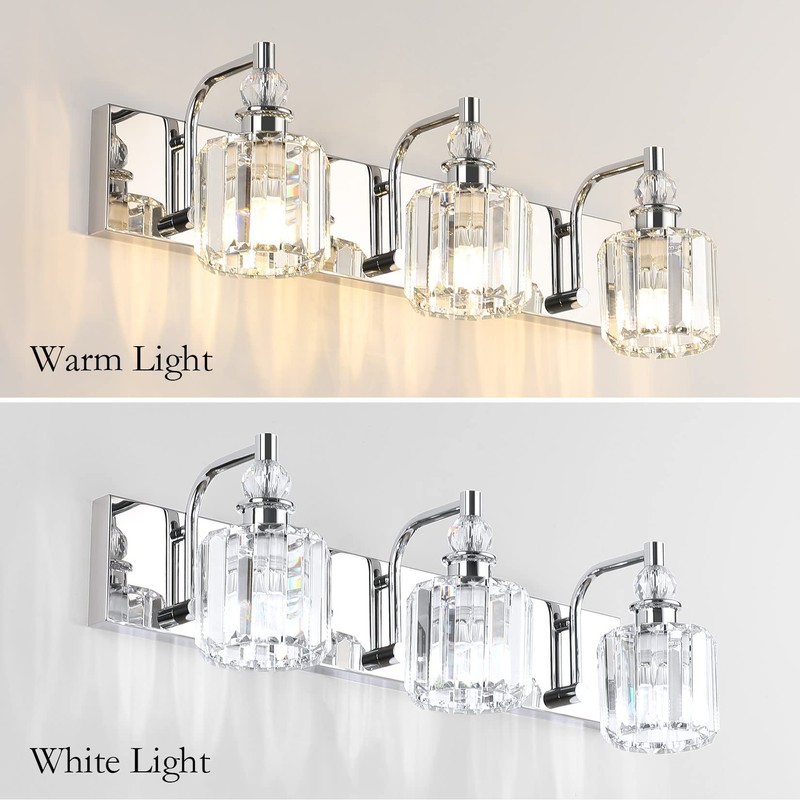 Ralbay Crystal Vanity Light Fixtures 3 Light Modern Crystal Bathroom