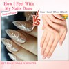 24Pcs Pink False Nails Almond Medium, Glitter French Press on
