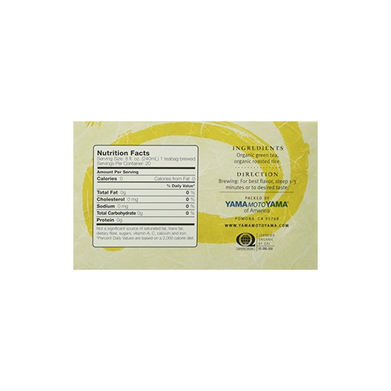 Yamamotoyama Organic Genmaicha Tea Bag, Green Tea with Roasted Rice,