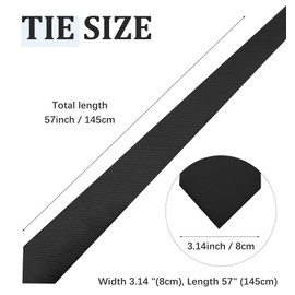 Heasy Black Mens Tie, Men's Solid ties, Pure Color Neckties Formal Black Tie for Men, Suitable for Business Weddings Interviews Work