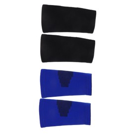 BIUDECO 2 Pairs Elbow Compression Sleeves Sports Arm Guards for Basketball Volleyball Tennis Breathable Elastic Fit Protection for Young Athletes Warmth Comfort Blue Black