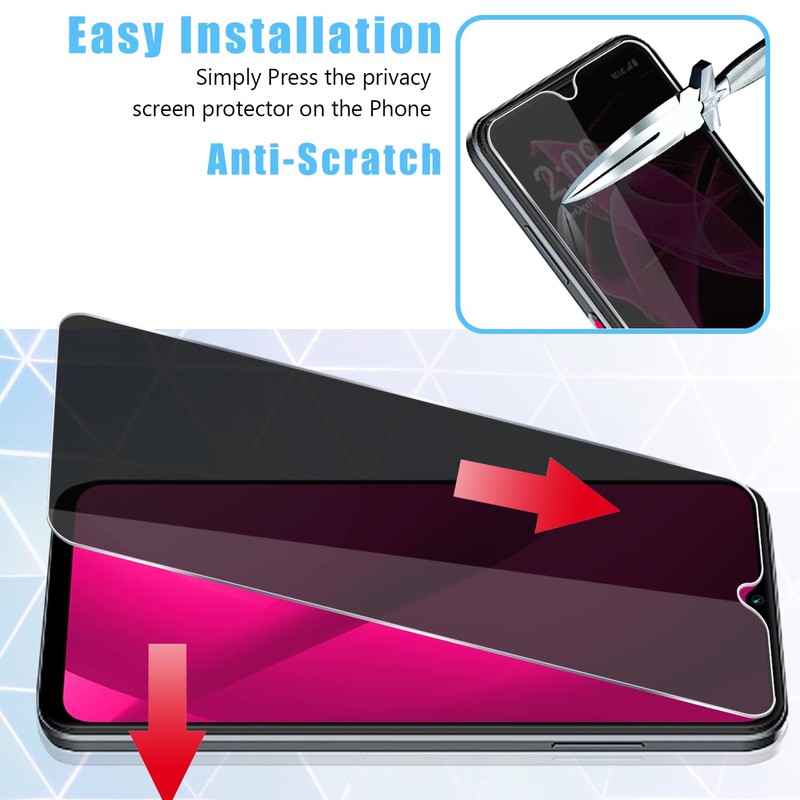 Anbzsign 2 Pack for T-Mobile Revvl 8 Pro Privacy Tempered